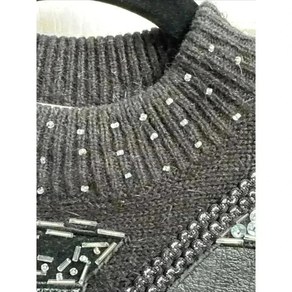 Vintage 80s Ms Organically Grown Acrylic Pullover Black Patch Work Sweater - Picture 3 of 7